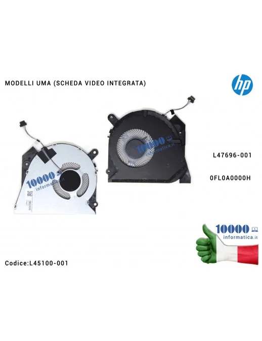 Ventola di Raffreddamento Fan CPU HP [UMA] ProBook 450 G6 450 G7 HSN-Q16C (VGA INTEGRATA) 0FL0A0000H L47696-001 L47695-001 L4510