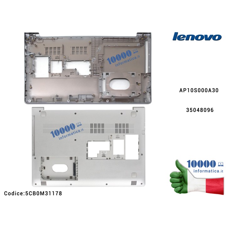 Bottom Case Scocca Inferiore LENOVO IdeaPad 310-15 510-15 510-15IKB 510-15ISK 310-15ISK 310-15ABR [SILVER] AP10S000A30 5CB0M31178 35048096 Lower Case