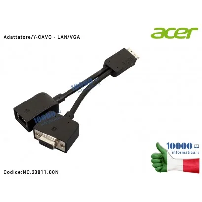 NC.23811.00N Dongle Ethernet Cavo Y Adattatore HDMI a VGA/LAN RJ-45 ACER Aspire V5-431 V5-431G V5-471 V5-471G V5-531 V5-531G ...