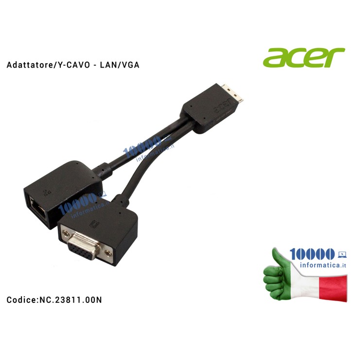 Dongle Ethernet Cavo Y Adattatore HDMI a VGA/LAN RJ-45 ACER Aspire V5-431 V5-431G V5-471 V5-471G V5-531 V5-531G V5-531P V5-571 V