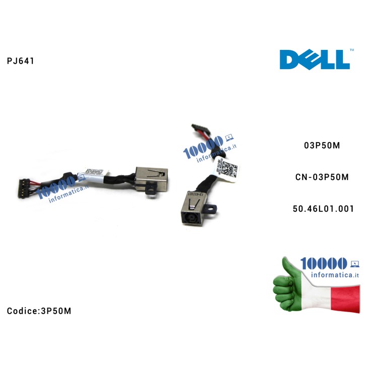 Connettore di Alimentazione DC Power Jack PJ641 DELL Inspiron 14-7437 P42G 3P50M 03P50M CN-03P50M 50.46L01.001