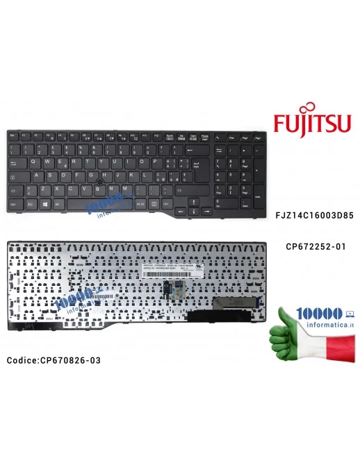 CP670826-03 Tastiera Italiana FUJITSU LifeBook T725 T726 (FRAME NERO) (CON PUNTATORE) FJZ14C16003D85 CP672252-01 CP670826-03