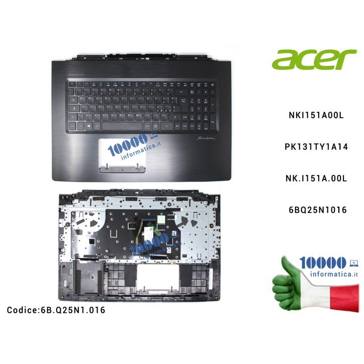 Tastiera Retroilluminata Italiana Completa di Top Case Superiore ACER Nitro VN7-793G [NERA] NKI151A00L PK131TY1A14 NK.I151A.00L 