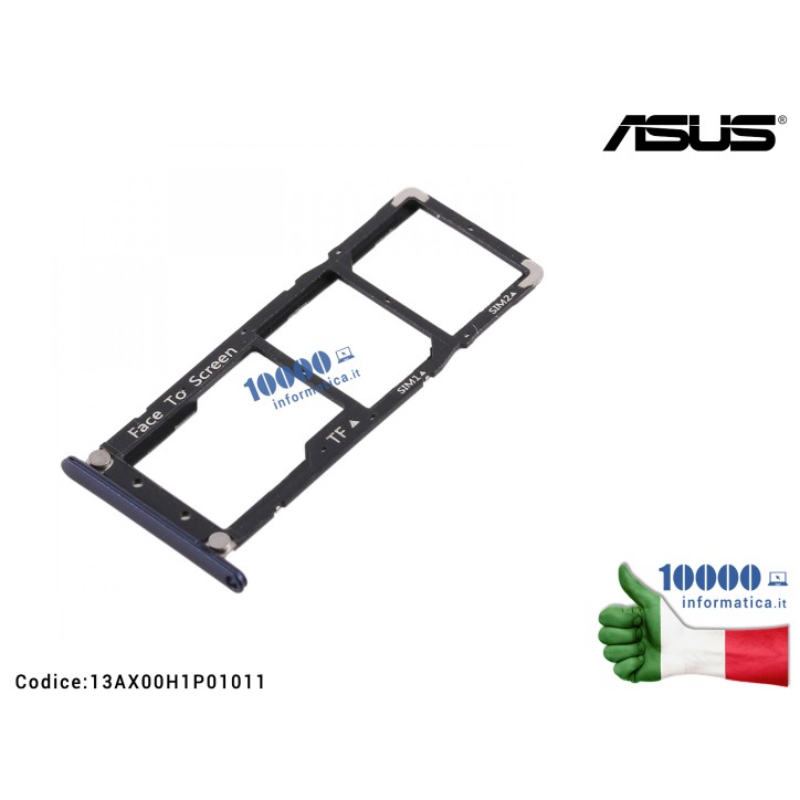Carrello SIM Tray SD Card ASUS ZenFone 4 Max ZC520KL (X00HD) [Nero] 13AX00H1P01011 2 SIM Card Tray + Micro SD Card