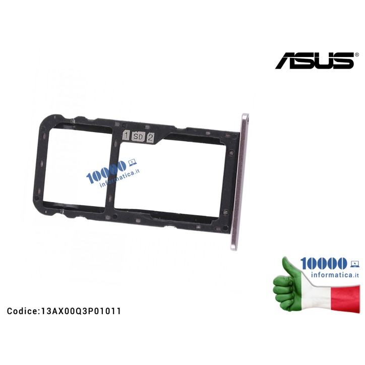 Carrello SIM Tray SD Card ASUS ZenFone 5 ZE620KL (X00QD) 5Z ZS620KL (Z01RD) [Gray/Silver] 13AX00Q3P01011 SIM Card Tray + Micro SD Card