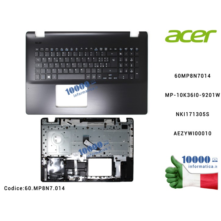 Tastiera Italiana Completa di Top Case Superiore ACER Aspire E5-731 E5-731G E5-771G Palmrest 60.MP8N7.014 60MP8N7014 MP-10K36I0-