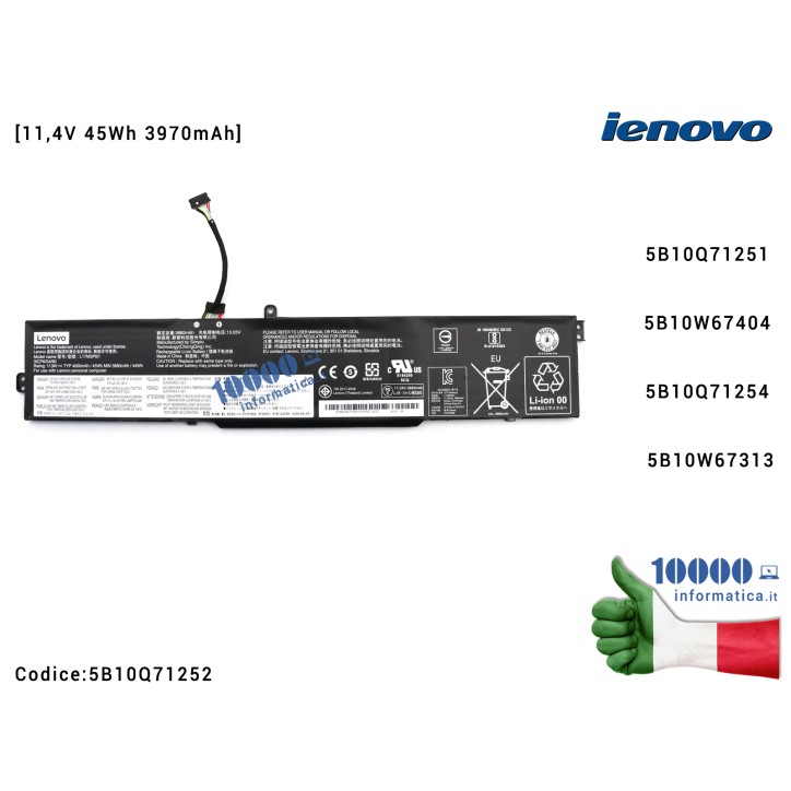 Batteria L17C3PB0 LENOVO IdeaPad 330-15ICH (81FK) [11,4V 45Wh 3970mAh] 5B10Q712525B10Q71251 5B10W67404 5B10Q71254 5B10W67313