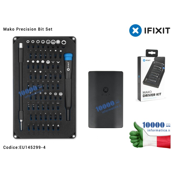 iFixit Mako Precision Bit Set - Starter set di riparazione 64 punte di precisione (4 mm) cacciavite e strumenti di apertura per 