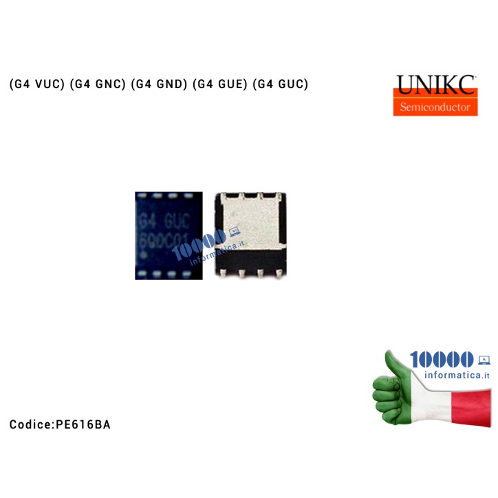 IC Chip UNIKC Mosfet PE616B PE616BA PE6168A (G4 VUC) (G4 GNC) (G4 GND) (G4 GUE) (G4 GUC) QFN-8 N-Channel Enhancement Mode