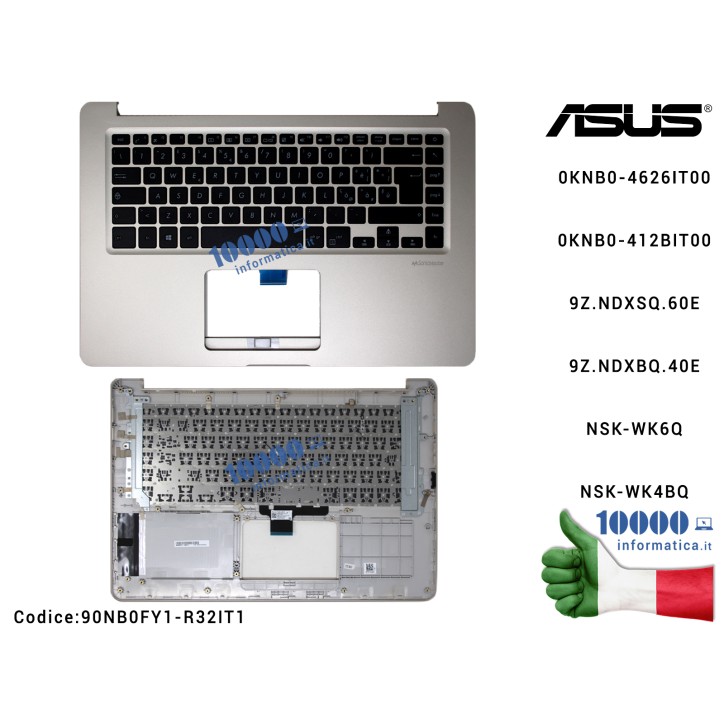 Tastiera Italiana Completa di Top Case Superiore ASUS VivoBook 15 X510 (Icicle Gold) X510U X510UA X510UQ X510UR [ORO] 39XKGTCJN1