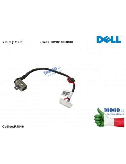 KD4T9 Connettore DC Power Jack PJ846 Dell Inspiron p/n DC30100UD00 Connettore DC Power Jack PJ846 DELL Inspiron 15-3558 15-35...