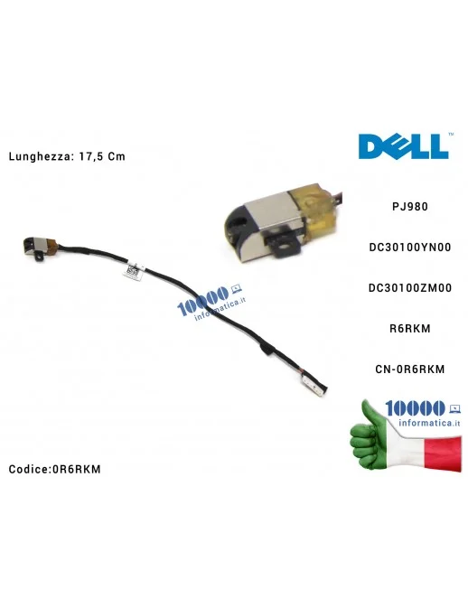 R6RKM Connettore DC Power Jack PJ890 [18 cm] DELL Inspiron 15-5565 15-5567 17-5765 17-5767 P66F [REV 1.0] DC30100YN00 BAL30 D...