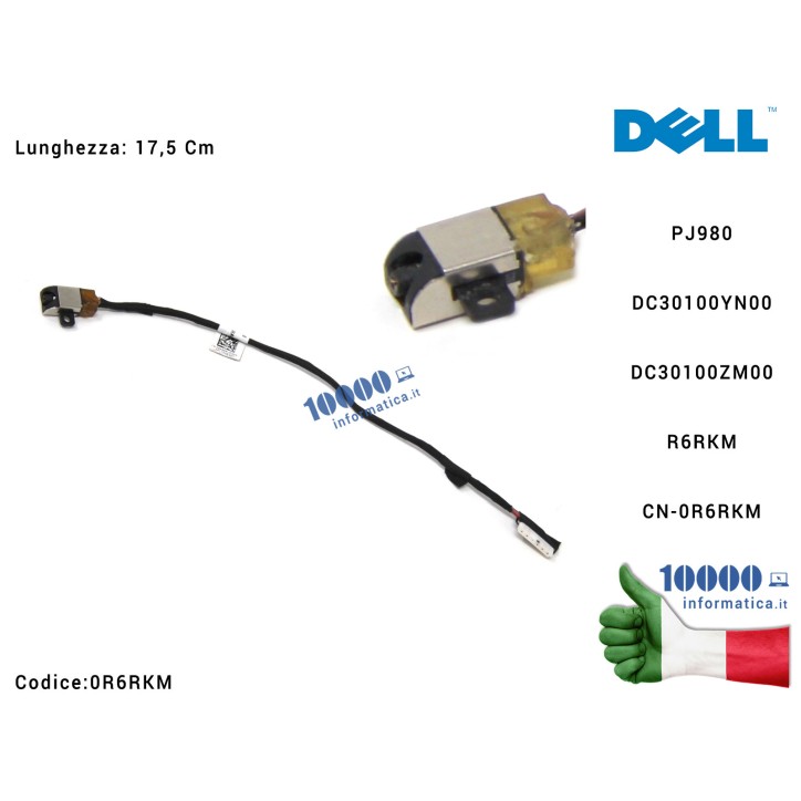 Connettore DC Power Jack PJ890 [18 cm] DELL Inspiron 15-5565 15-5567 17-5765 17-5767 P66F [REV 1.0] DC30100YN00 BAL30 DC30100ZM00 R6RKM CN-0R6RKM 0R6RKM