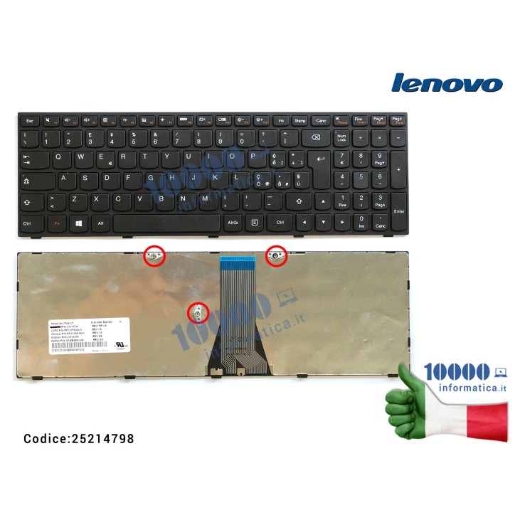 Tastiera Italiana LENOVO [FRAME NERO] IdeaPad B50-30 B50-70 G50-30 G50-45 G50-70 G50-75 G50-80 Z50-70 MP-13Q160I0-686 PK1314K1A1