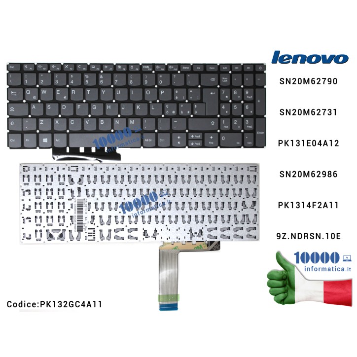 Tastiera Italiana LENOVO IdeaPad 320-15 (Gray) 320-15ABR 320-15IAP 320-15AST 320-15IKB 320-15ISK [GRIGIO] (SENZA FRAME) PK132GC4