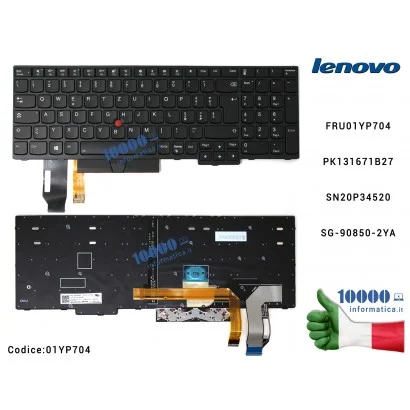 01YP704 Tastiera Italiana Retroilluminata LENOVO ThinkPad L580 L590 E580 P52 CON PUNTATORE 01YP704 FRU01YP704 PK131671B27 SN2...