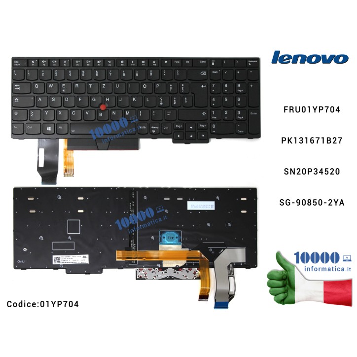 Tastiera Italiana Retroilluminata LENOVO ThinkPad L580 L590 E580 P52 CON PUNTATORE 01YP704 FRU01YP704 PK131671B27 SN20P34520 SG-90850-2YA L580 L590 E580 T590 P53s E590 P52 P72 P53 P73