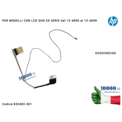 833483-001 Cavo Flat LCD HP Envy 13-D 13-D000 13-D001N TPN-C120 (30 PIN) [QHD] ASE30 EDP CABLE DC02C00CI00 13-D053SA 13-D040W...