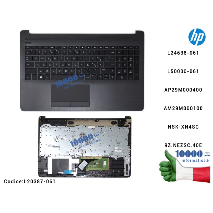 Tastiera Italiana Completa di Top Case Superiore Palmrest (Jet Black) HP 15-DB 250 G7 255 G7 15-DA 15-DR [NERO] L20387-061 AP29M