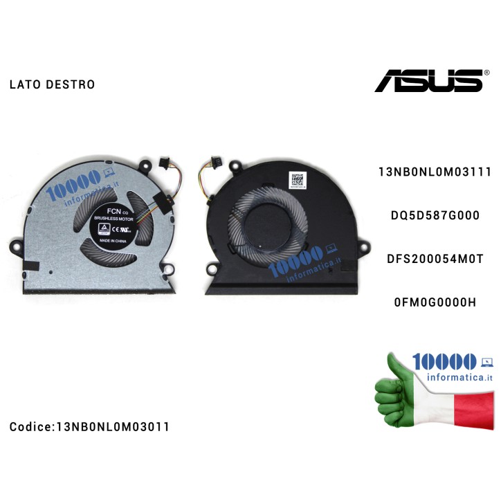 Ventola Fan CPU ASUS [DX] X571G X571GD X571GT F571G F571GT K571G N571G RX571G RX571GT (83,7 x 73,6 mm) DQ5D587G000 DFS200054M0T