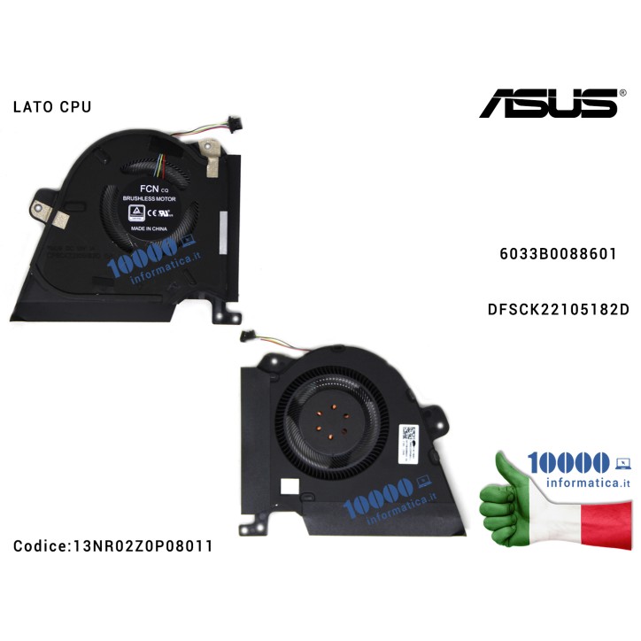 Ventola Fan CPU ASUS ROG Zephyrus Duo 15 GX550 GX550L GX550LXS GX550LWS 6033B0088601 DFSCK22105182D 13NR02Z0P08011