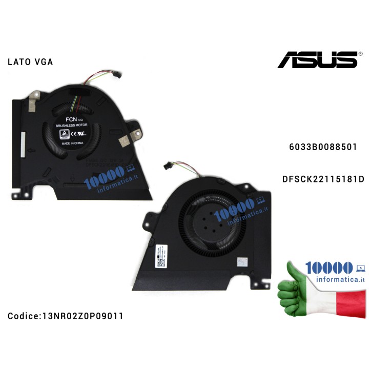 Ventola Fan VGA ASUS ROG Zephyrus Duo 15 GX550 GX550L GX550LXS GX550LWS 6033B0088501 DFSCK22115181D 13NR02Z0P09011