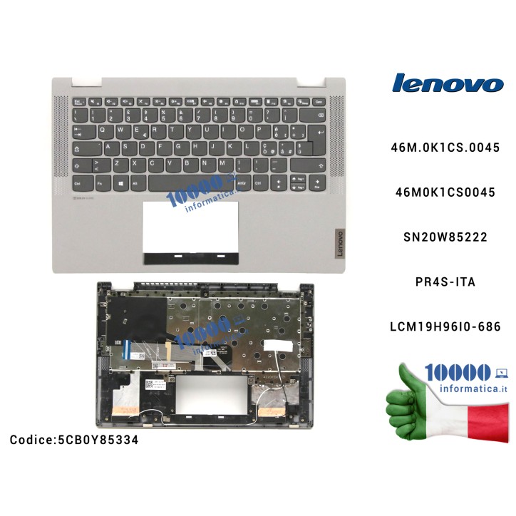 Tastiera Italiana Completa di Top Case Superiore LENOVO [Platinium Grey] IdeaPad Flex 5-14ARE05 (81X1) 5CB0Y85334 46M.0K1CS.0045