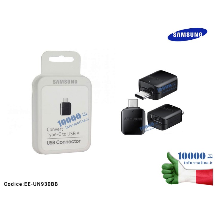 Adattatore OTG da Type-C a USB SAMSUNG Galaxy S8 S8 Plus SM-G950F SM-G955F [NERO] GH98-41288A [CONFEZIONATO]