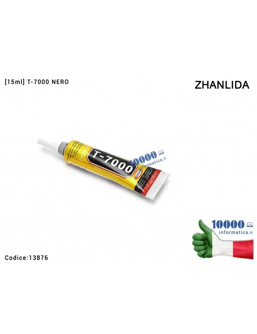 13876 Colla Multiuso ZHANLIDA T-7000 [15ml] Glue T7000 Gel Nero Adesivo per Riparazioni Cellulari Frame Touch Screen Display ...