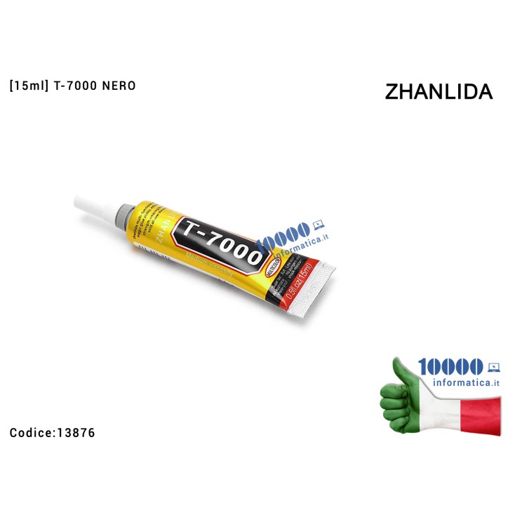 Colla Multiuso ZHANLIDA T-7000 [15ml] Glue T7000 Gel Nero Adesivo per Riparazioni Cellulari Frame Touch Screen Display LCD Smart