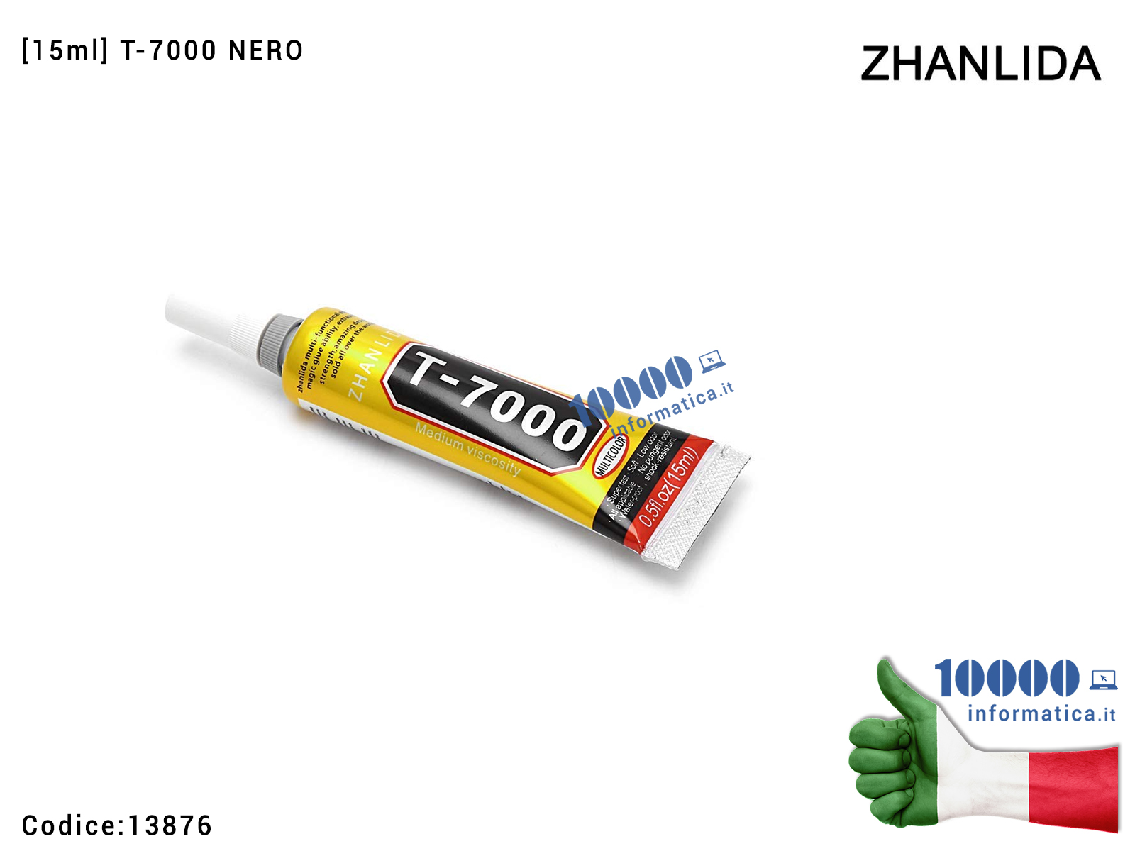 13876 Colla Multiuso ZHANLIDA T-7000 [15ml] Glue T7000 Gel Nero Ade
