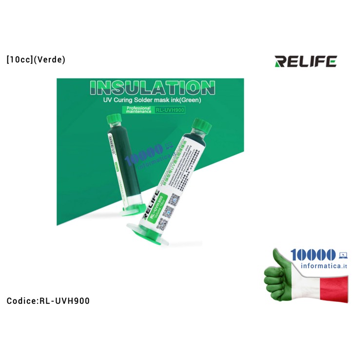 Maschera Ricostruzione Piste RELIFE RL-UVH900 (Verde) [10cc] UV Light curable Solder Mask Ink Crea Maschera Protezione Piste Ram