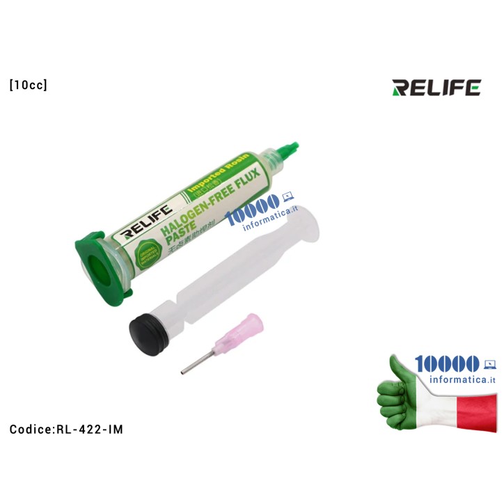Pasta Flussante RELIFE RL-422-IM [10cc] Halogen-Free Flux Paste Lead-Free Welding Flux Saldature per BGA SMD CSP Scheda Madre No
