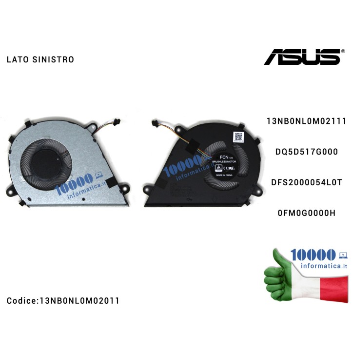 Ventola Fan CPU ASUS [SX] X571G X571GD X571GT F571G F571GT K571G N571G RX571G RX571GT (104,4 x 75,6 mm) DQ5D517G000