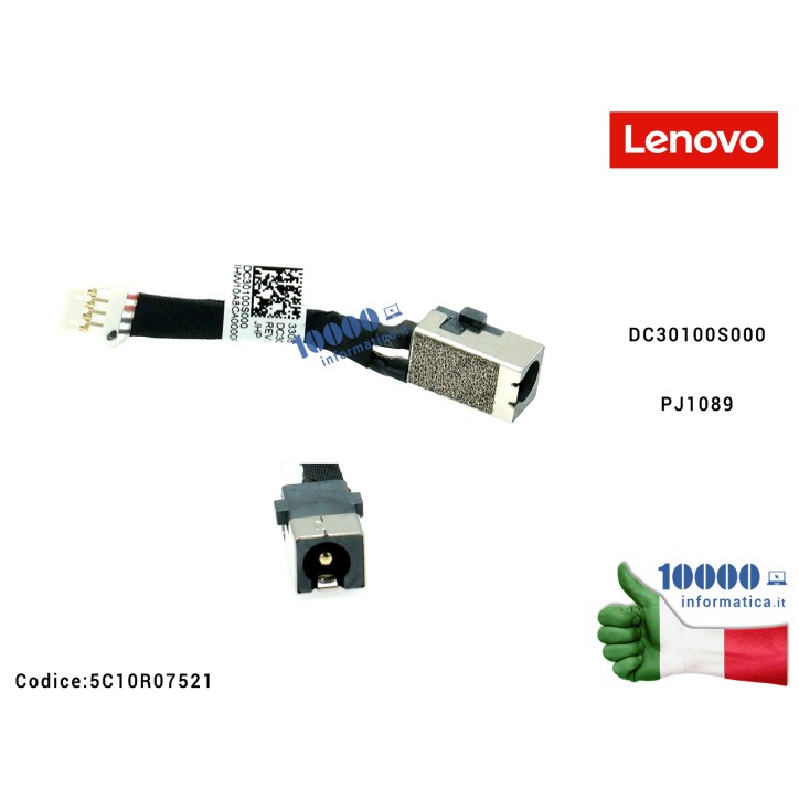 Connettore DC Power Jack PJ1089 LENOVO IdeaPad 330S-15ISK 330S-15IKB (81F5) 330S-15ARR (81FB) 330S-15AST (81F9) 330S-14IKB (81F4) DC30100S000 5C10R07521