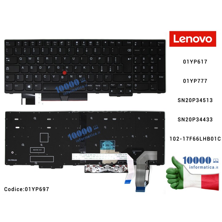 Tastiera Italiana Retroilluminata LENOVO ThinkPad E580 L580 P52 [CON PUNTATORE] FRU01YP697 01YP617 01YP777 FRU01YP617 FRU01YP777