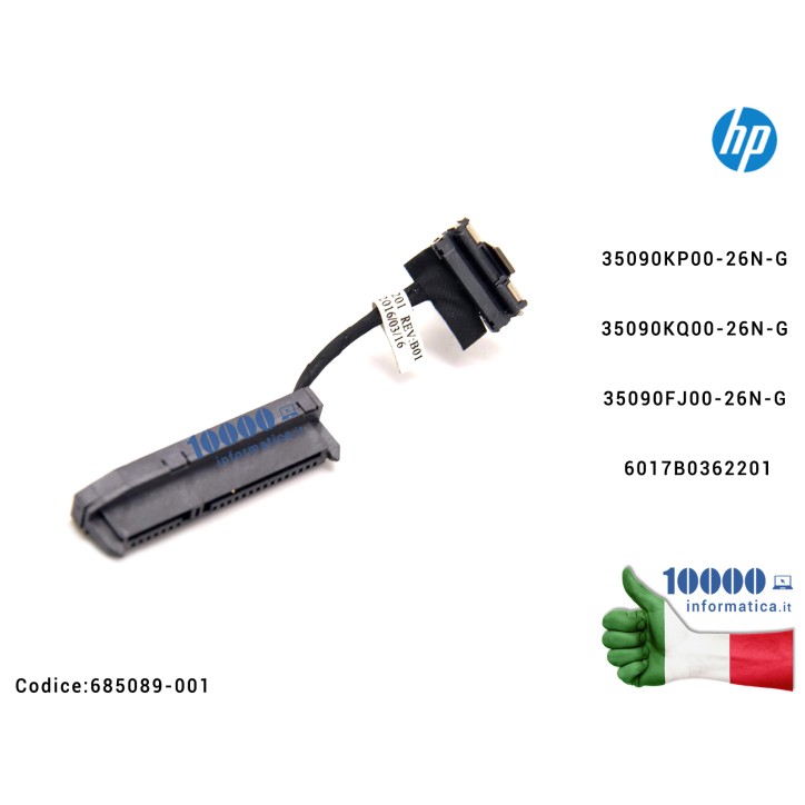 Cavo Connettore Hard Disk HDD SATA HP Compaq CQ58 650 655 [TIPO T] 35090KP00-26N-G 35090KQ00-26N-G 35090FJ00-26N-G Chicago 15" N
