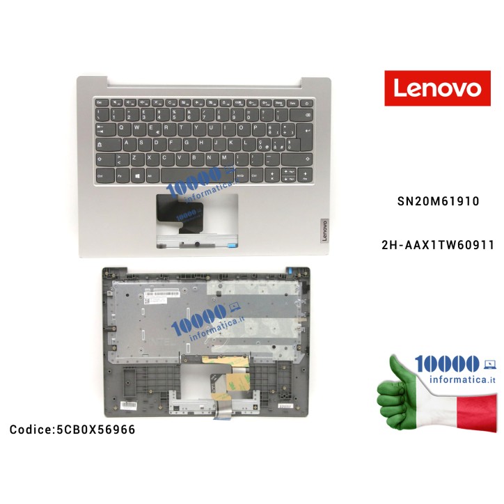 Tastiera Italiana Top Case LENOVO [Platinium Grey] IdeaPad 1-14IGL05 (81VU) 5CB0X56966 SN20M619102H-AAX1TW60911 Cover Palmrest Tastiera ITA Palmrest Superiore Originale Lenovo