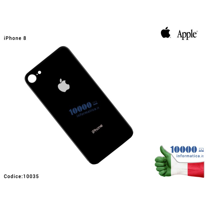 Back Cover Posteriore Vetro APPLE iPhone 8 [NERO] (A1863) (A1905) (A1906) Back Cover Rear Glass Battery