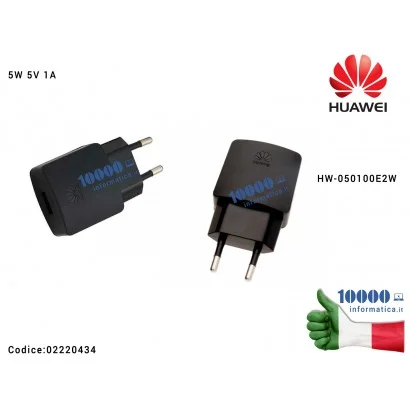 2220434 Alimentatore Carica Batteria USB HUAWEI 5W 5V 1A [NERO] (HW-050100E2W) USB Travel Charge 02220434