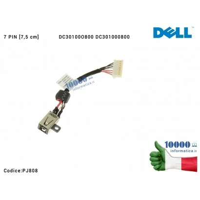 TPNTM Connettore di Alimentazione DC Power Jack PJ808 DELL XPS 15 (9530) (9550) (9560) (9570) Precision M3800 M5510 [7,5 cm] ...