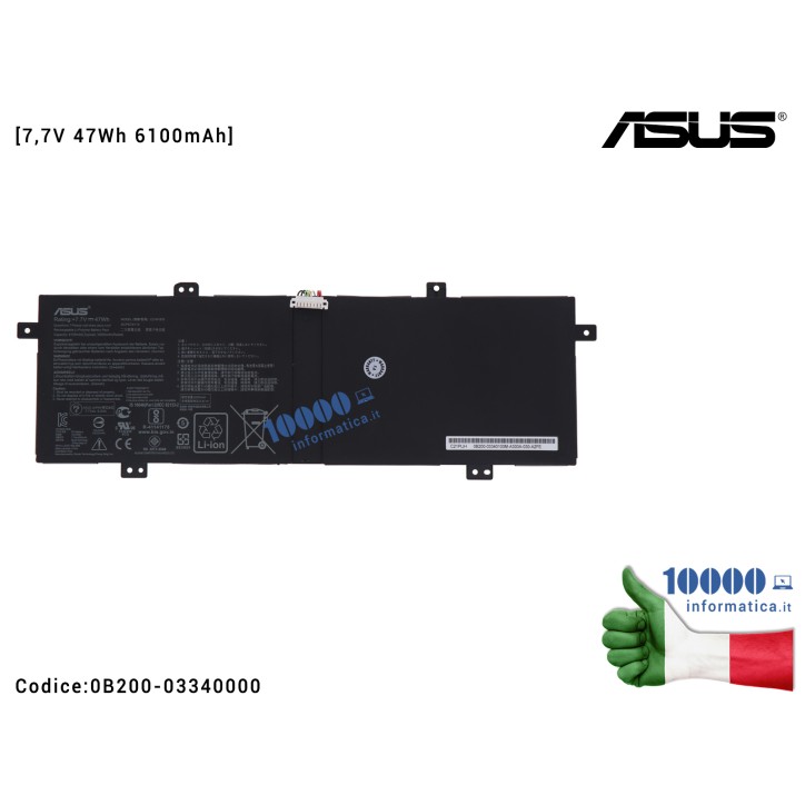 Batteria C21N1833 ASUS VivoBook S14 S431 S431F S431FA X431 X431F X431FA X431FL [7,7V 47Wh 6100mAh] 0B200-03340000 2ICP5/74/110