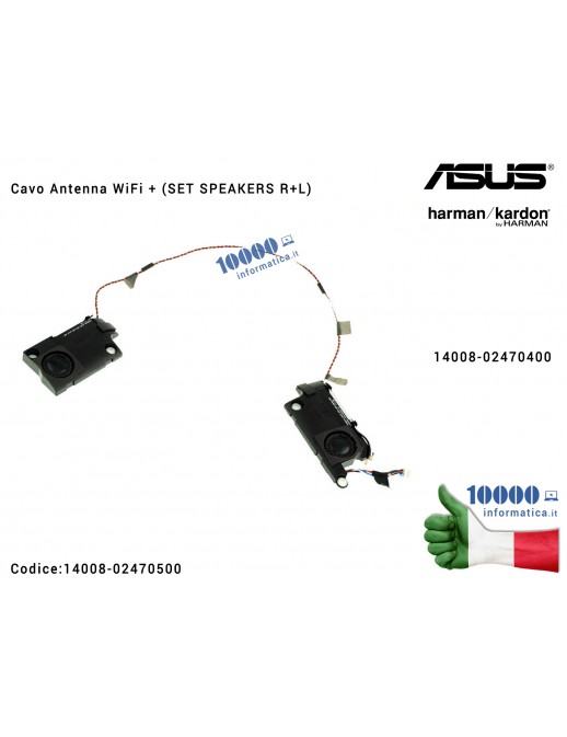 Altoparlanti Speaker ASUS X580VD X580VN X580GD con Cavo Antenna 14008-02470400 Altoparlanti Speaker ASUS VivoBook X580G X580GD X580V X580VD X580VN N580G N580GD + Cavo Antenna WiFi (SET SPEAKERS R+L)