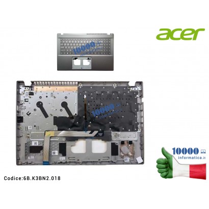 Tastiera Top Case Italiana ACER Aspire A515-57 A515-57G A515-57T S50-54 [GRAY] Palmrest Originale...