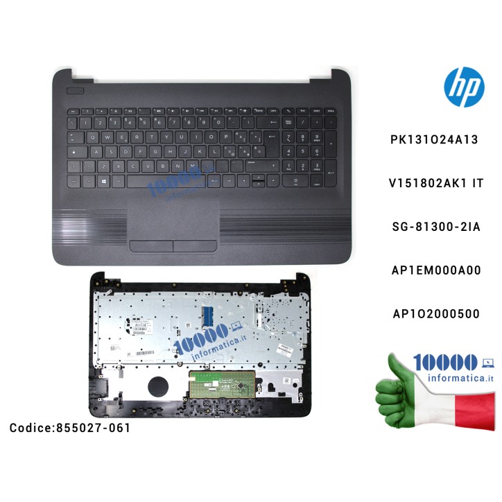 Tastiera Italiana Completa di Top Case Superiore Palmrest HP 15-AC [NERO con striature] 15-AF 15-AY 15-BA 250 G4 255 G4 256 G4 2