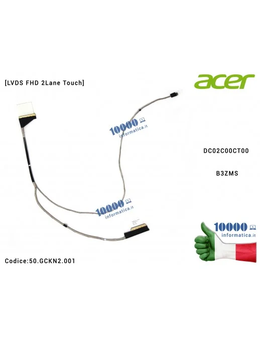 50.GCKN2.001 Cavo Flat LCD ACER Aspire S5-371 S5-371T (40 PIN) DC02C00CT00 B3ZMS EDP CABLE [LVDS FHD 2Lane Touch] 50.GCKN2.00...