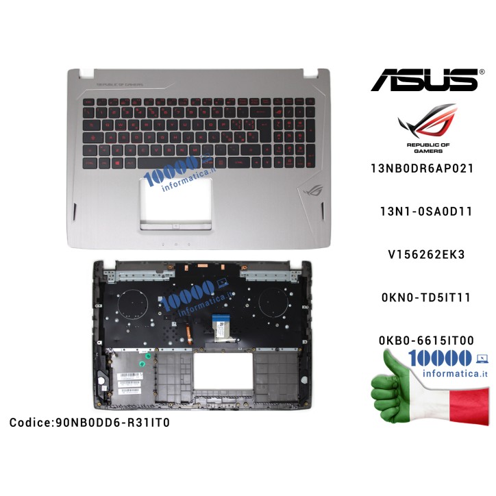 Tastiera Italiana Retroilluminata ASUS ROG GL502V GL502VS 13N1-0SA0D11 13NB0DR6AP0211 90NB0DD6-R31IT0