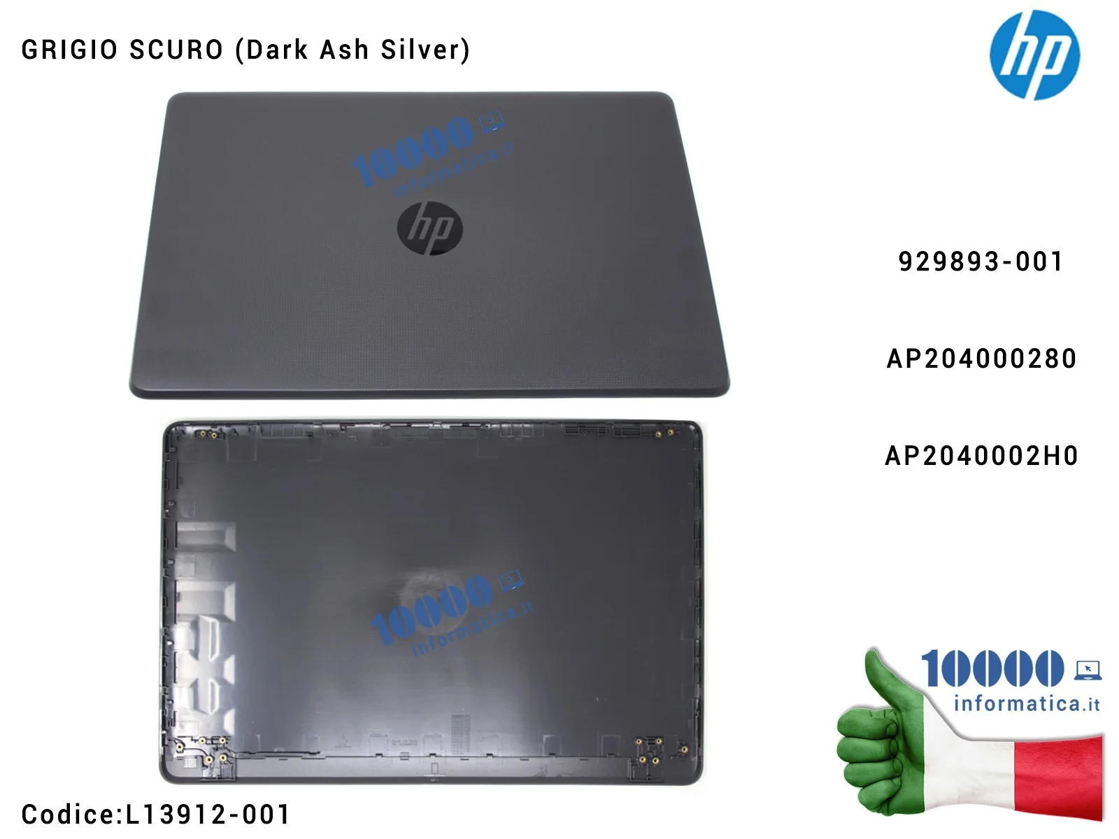 L13912-001 Cover LCD HP Pavilion 15-BS 15-BW 250 G6 255 G6 TPN-C129 TPN-C130 (GRIGIO SCURO) [Dark Ash Silver] 929893-001 AP20...