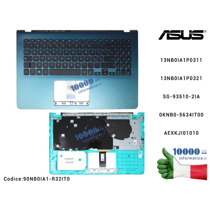Italiana Poggiapolsi Retroilluminata Tastiera per Asus X530U S530U K530U X530UA Tastiera Italiana Retroilluminata Completa di Top Case Superiore ASUS X530 S530 [Firmament Green - VERDE] VivoBook S15 X530U X530UN S530U S530UN X530F X530FN X530UF S530F S530FN S530UF