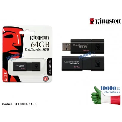 DT100G3/64GB Chiavetta USB Pen Drive KINGSTON Data Traveler 100 G3 USB 3.0 [64 GB]
